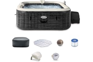 INTEX PureSpa Greystone Deluxe Inflatable Hot Tub, with with Built-in FastFill Inflation System, Spa Control App, and 4 Person Capacity, 83" x 28"