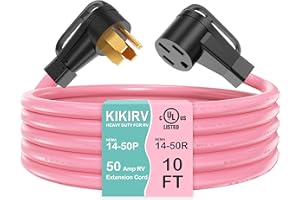 KIKIRV 50 Amp 10 Feet RV/EV Extension Cord, Heavy Duty NEMA 14-50P/R Extension Cord, Suit for Tesla Model 3/S/X/Y EV Charging and RV Trailer Campers, UL Listed