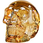 Zerelys Gold Crystal Skull Decor, Halloween Gothic Skeleton Figurine Gift | Elegant gold crystal skull with detailed craftsmanship, perfect for Halloween decor, gothic style, collectors and gifts.