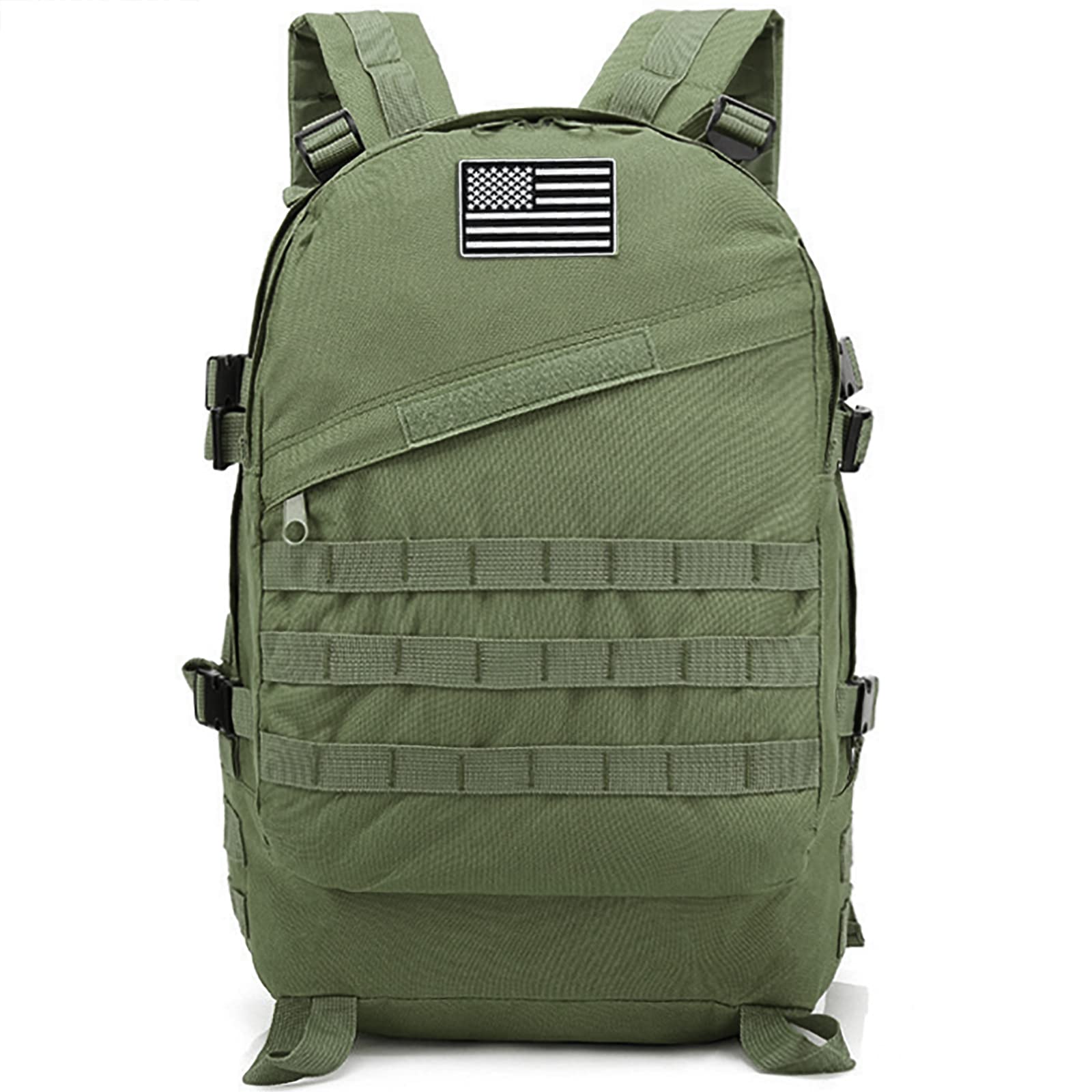 LIMHOO Camo Backpack, 40L Military Teen Boys Bookbag, Army Waterproof School Backpacks no USA Flag Patch (Army Green)