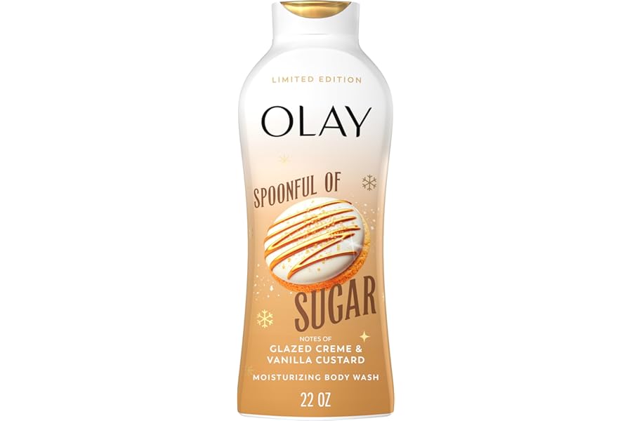 Olay Body Wash for Women, Hydrating & Moisturizing, Holiday Edition, With Plant Based Cleansers, B3 Complex, For All Skin Types, Spoonful of Sugar with Glazed Crème & Vanilla Custard Scent, 22 fl oz