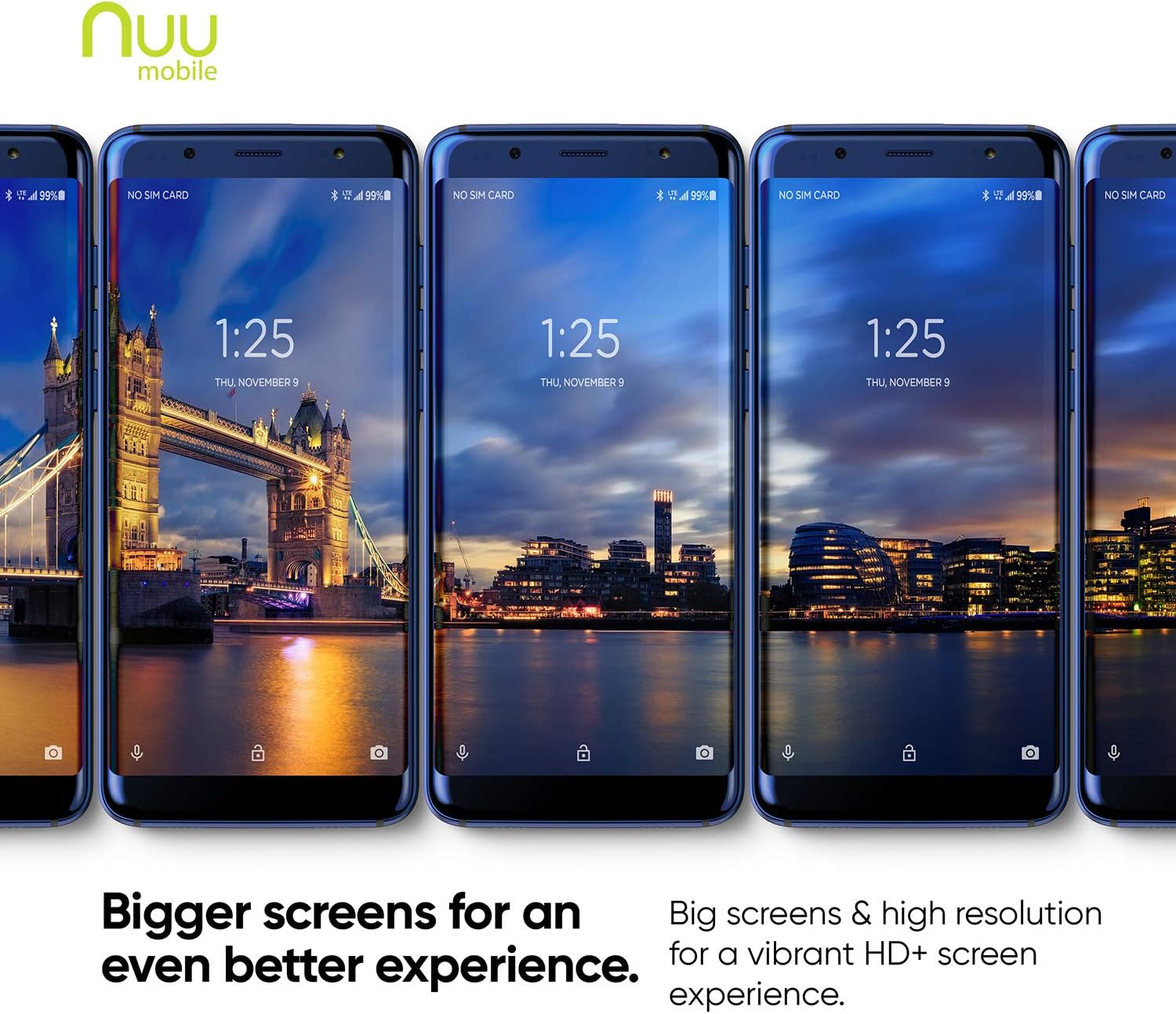 NUU Mobile G3 Unlocked Cell Phone 64GB + 4GB RAM - 5.7" Android Smartphone - Sapphire Blue