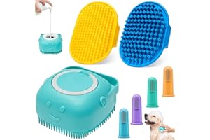 ROBATUN 3PCS Dog Bath Brush Shampoo Brush Cat Scrubber Bath Cat Shower Brush Pet Bath Supplies, Suitable for Deshedding, Washing & Grooming for Short and Long Haired Pets (Blue Blue Yellow)