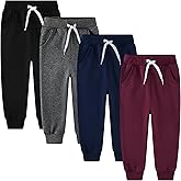 Avsead 4 Pack Toddler and Kids Boys Sweatpants Joggers Cotton Active Soft Joggers Pants with Functional Drawstring 2-14Y