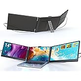 Ygretyrjh Laptop Screen Extender, 14" Triple Portable Monitor for Laptop, 1080P FHD IPS Screen Extender Monitors for 13"-17", Travel Monitor for Mac/Windows/Chrome, Built-in Speakers