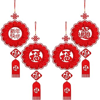 4 Pieces Chinese New Year Decorations Hanging Festival Wall