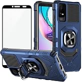 Ailiber for TCL ION X/V, 40 Z, T607DL/T430W Magnetic Stand Case-Blue | Screen Protector, Ring Kickstand Holder, Military-Grade Drop Protection, Build-in Metal for Magnet Car Mount Armor Cover
