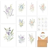 VJQ Blank cards, 24 Pack Blank Greeting Cards, Watercolor Blank Note Cards, Blank Cards 4x6 for all Occasions, 12 Design Stationary Set