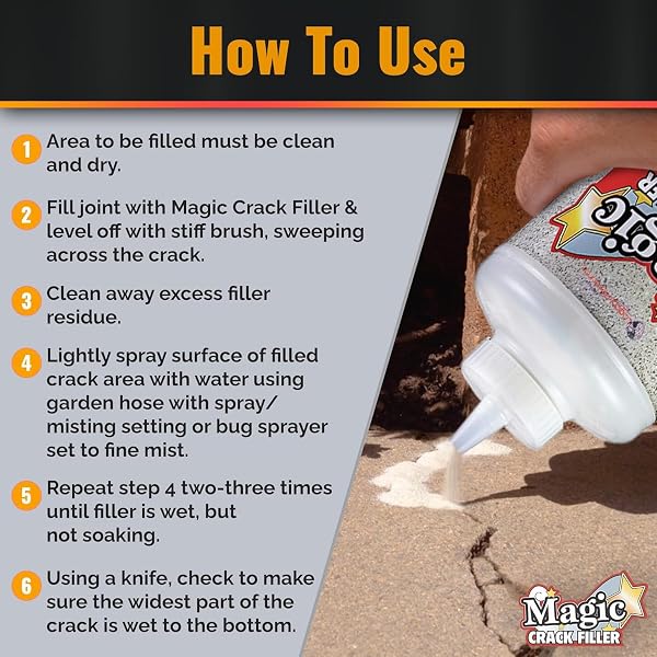 MAGIC CRACK FILLER 2.5LB CONCRETE SLAB GRAY, FOR FILLING IN CONCRETE CRACKS ON DRIVEWAYS, WALKWAYS AND PATIOS. INSTALLS EASILY DRY GRANULAR NO MESS AND DIY (GRAY, 1)