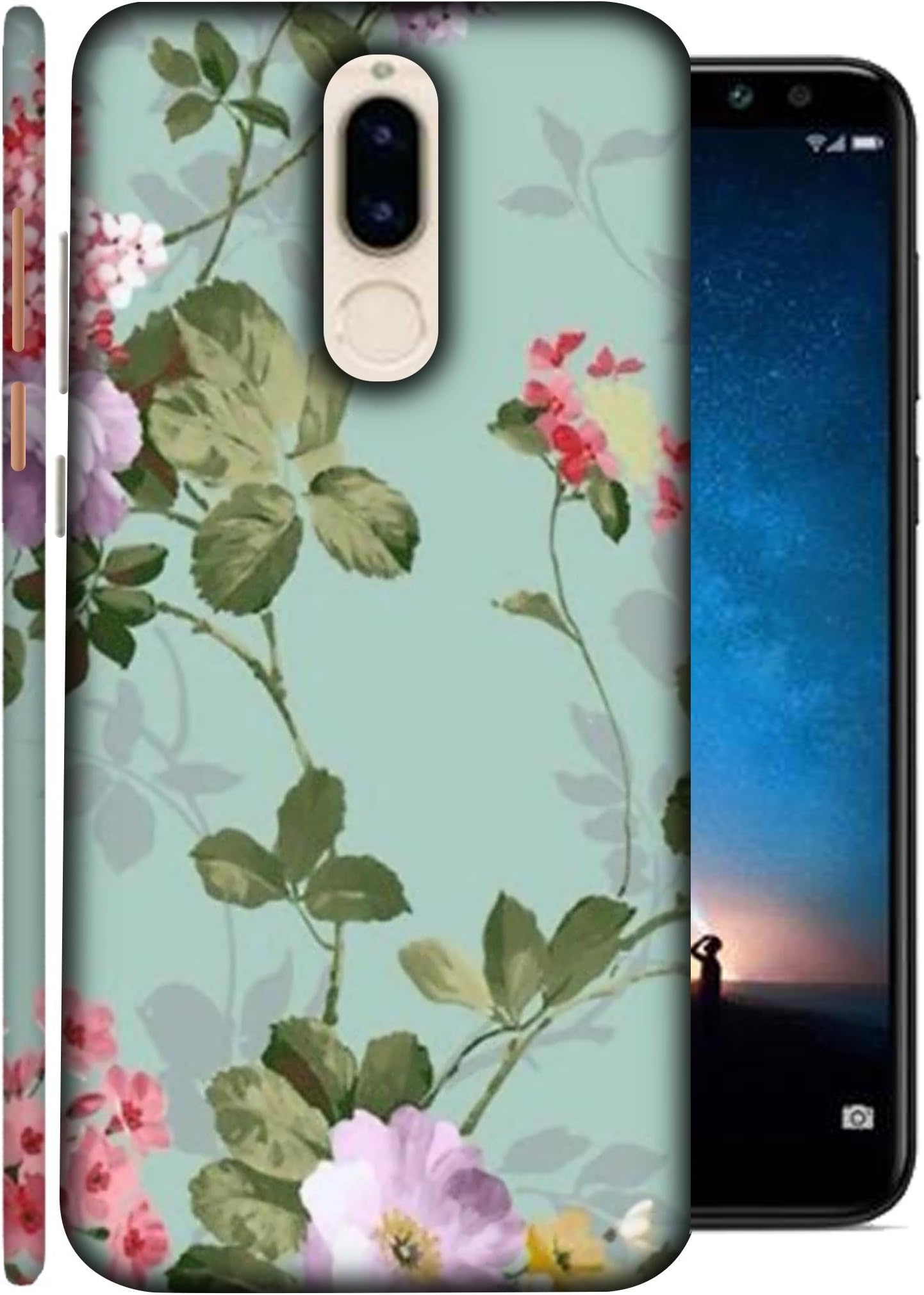 Printfidaa Designed Back Cover for Huawei Nova 2i, Huawei Maimang 6, Huawei Honor 9i, Huawei G10, Huawei Mate 10 Lite - Printed Design of Pink Flowers Printed Designer Back Case