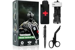 HUIKEYA Tourniquet Kit, Upgraded Tourniquet Pouch with Metal Tourniquet and Scissors, Tactical Kit Cat Tourniquets First aid Tactical Life Saving Hemorrhage Control，Tourniquet Holder