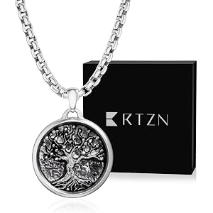 RTZN® Pendant Necklace for Men – Premium Stainless Steel Silver Pendant Necklace with 22" Chain – Waterproof & Non-Tarnish Sm
