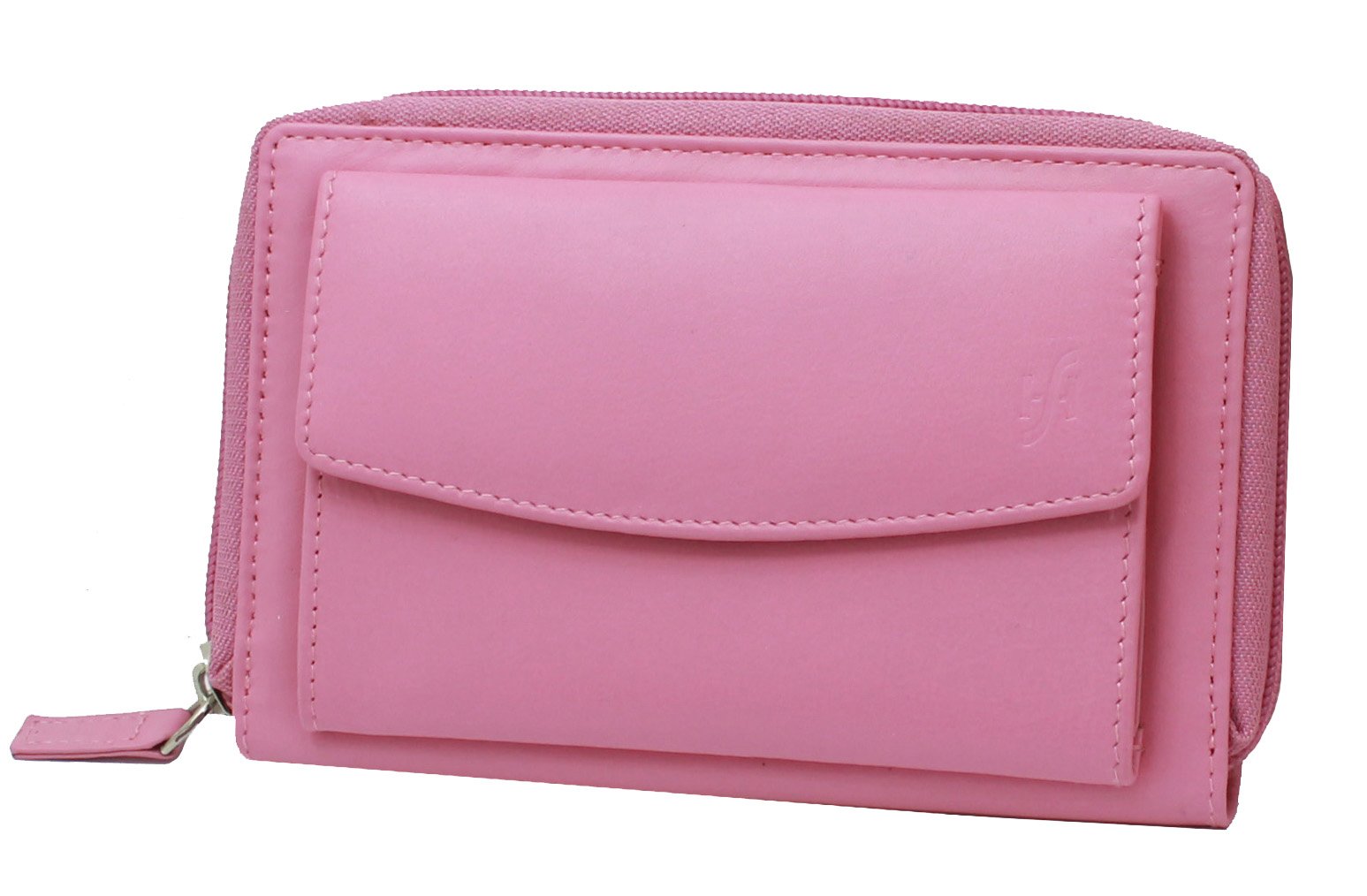 STARHIDE Women RFID Blocking Real Leather Full Zip Around Purse 5520 (Pink)
