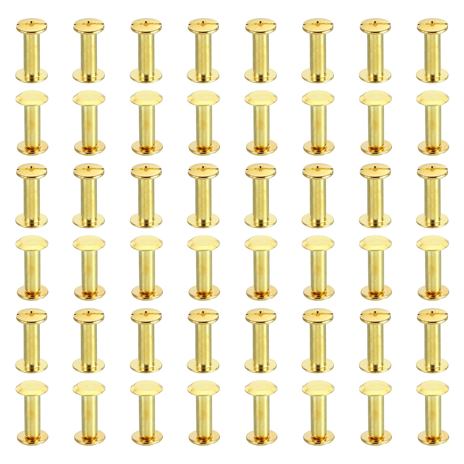 PATIKIL 50 Sets Chicago Screws, M5x15mm Chicago Screws Phillips Binding Post Screw Bolts Leather Rivets Brass Fasteners Connectors Steel for Leather Belt Scrapbook Photo Albums, Golden
