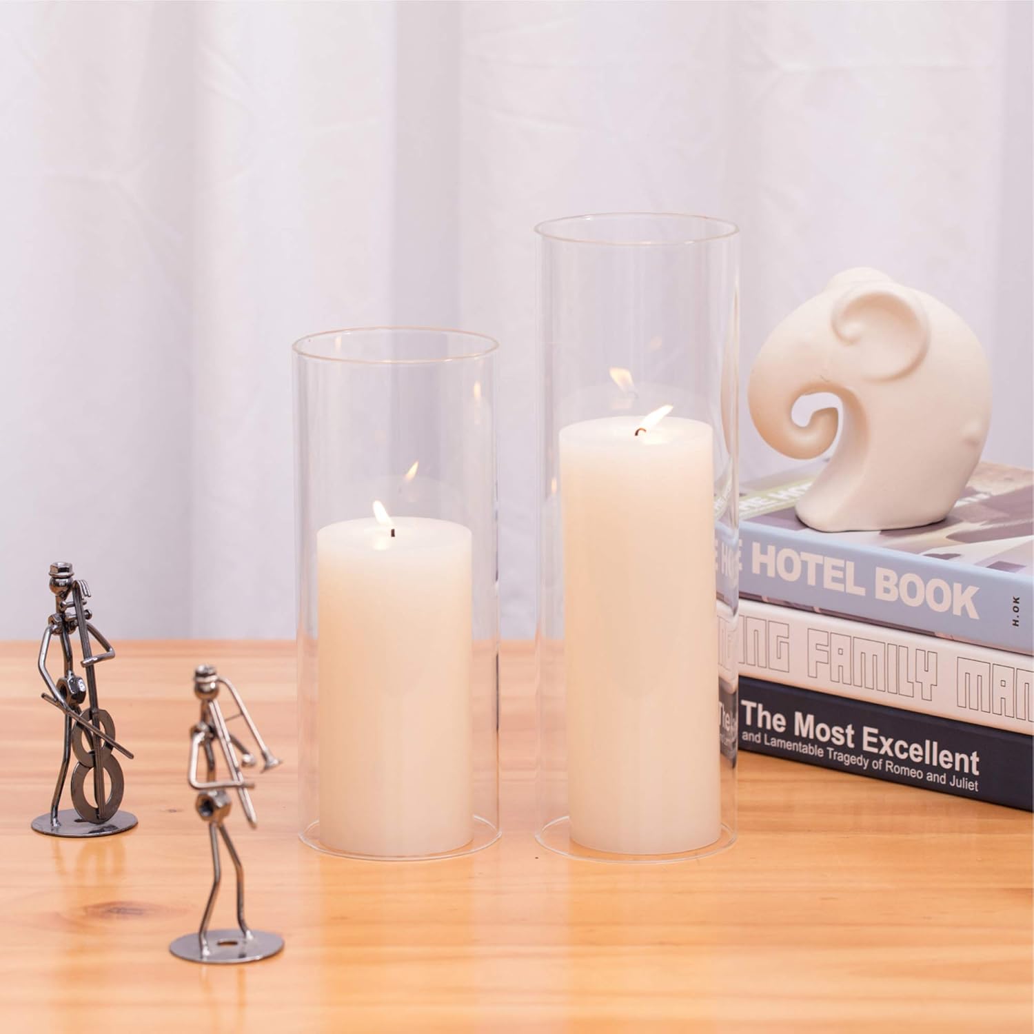 WGVI Hurricane Candle Holder Sleeve, Wide 4", Height 8", Clear Glass Cylinder Open Both Ends, Chimney Tube, Open Ended Candle Shade, 1 Piece: Home & Kitchen
