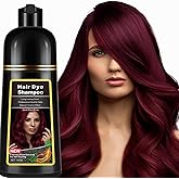 lymznus Instant Dark Wine Red Hair Dye Shampoo 3 in 1 for Gray Hair, Natural Hair Color Shampoo for Men & Women, 17.6 FL OZ Herbal Red Hair Shampoo & Red Hair Dye Colors in Minutes