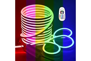 Samsion RGB Neon Light Strip 50FT/15M Multicolor Neon Rope Lights Outdoor Waterproof Flexible Neon Strip Lights 80LEDs/M AC 110V~130V Color Changing Neon LED Lights for Bedroom Home Commercial Decor