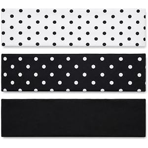 Susade 3 Pcs Trendy Polka Dot Headbands Non Slip Sports Elastic Hair Bands | Black White Polka Dot Head Bands, Soft Vintage W