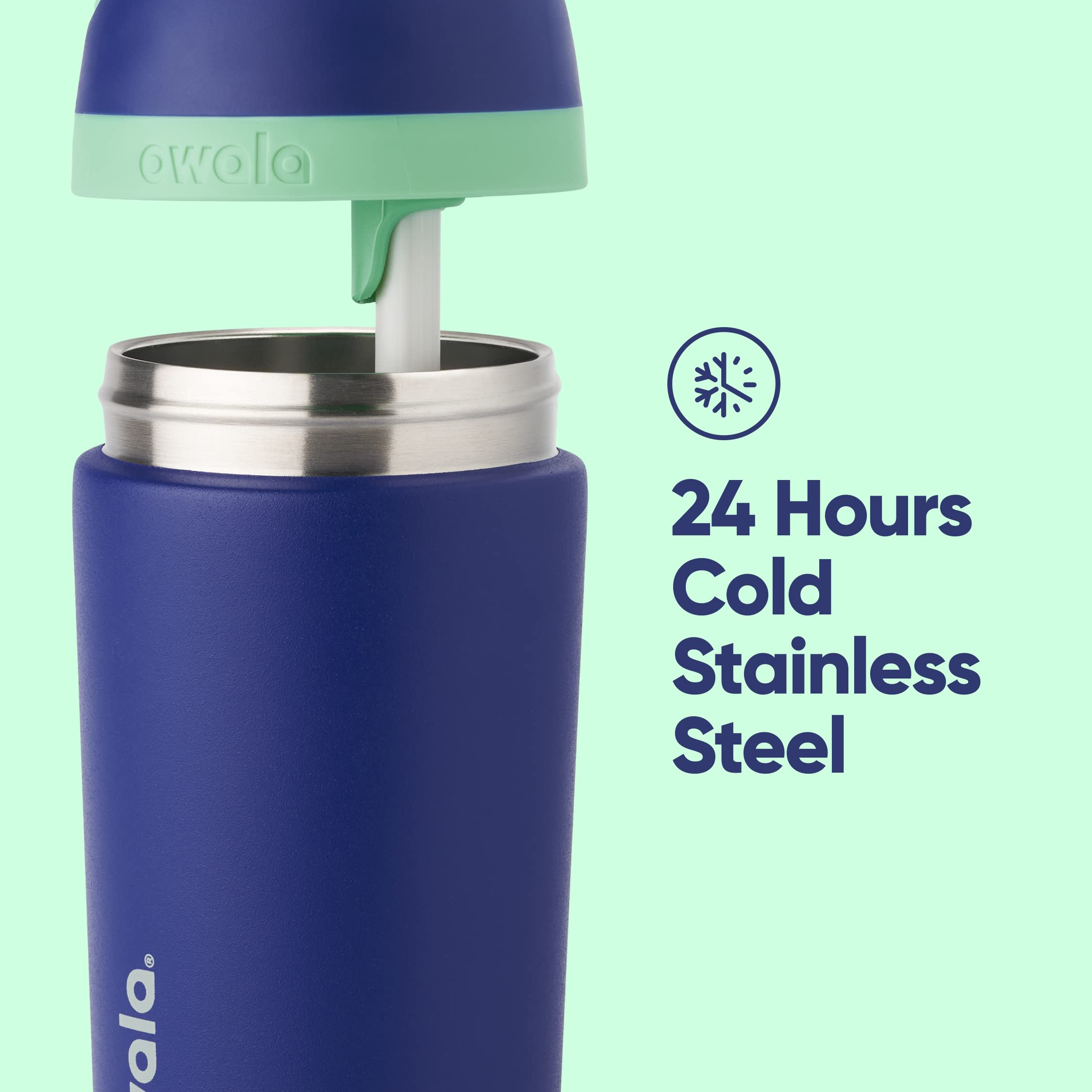 Owala Kids Flip Insulated Stainless-Steel Water Bottle with Straw and Locking Lid, 14-Ounce, Blue & Teal