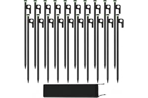 HOLANHING 20Pcs Tent Stakes, 16in Heavy Duty Tent Stakes, Dia 0.35" Forged Steel Stakes Heavy Duty for Tent Used on Rocks, Grassland, Snowfield(20Pcs 16in Stakes)