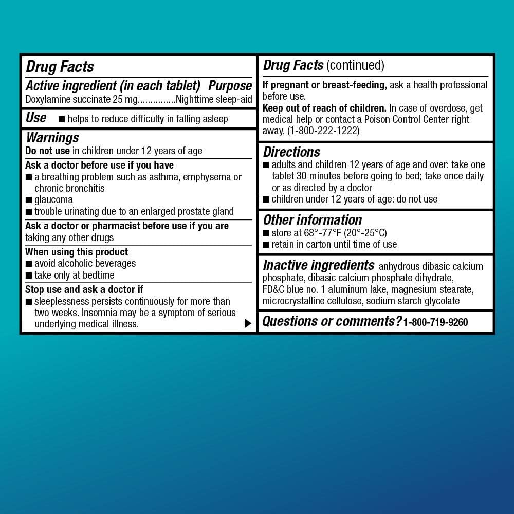  Basic Care Sleep Aid Tablets, Doxylamine Succinate Tablets, 25 mg, Nighttime Sleep Aid to Help You Fall Asleep, 96 Count: Health & Personal Care