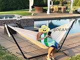 GOCAN Brazilian Double Hammock 2 Person 220x150cm Beige 500lb Capacity view 7
