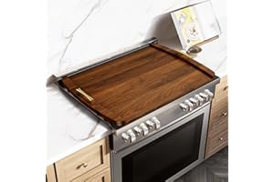 BYMTR Noodle Board Stove Cover - Stove Top Covers with Handles for Gas Electric Stove - Wooden Range Covers Protector for Stovetop Sink Oven RV Serving Tray - 29.3"x22" (Brown)