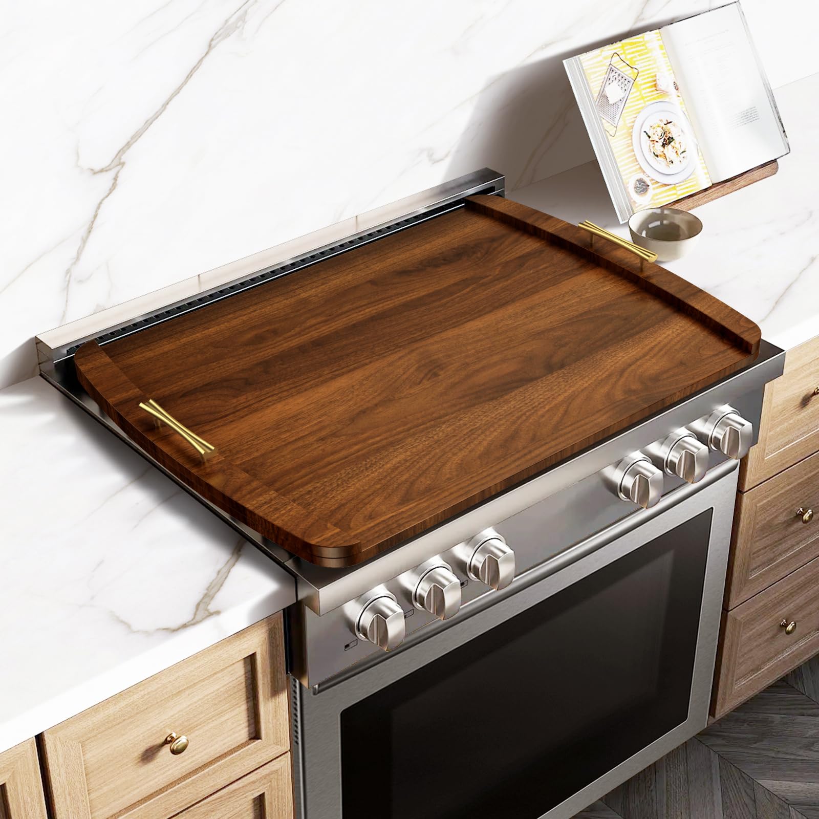 View 1 of **LAMINATE**
BYMTR Noodle Board Stove Cover - Stove Top Covers with Handles for Gas Electric Stove - Wooden Range Covers Protector for Stovetop Sink Oven RV Serving Tray - 29.3"x22" (Brown)