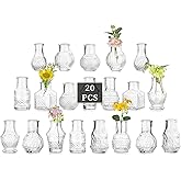 Glasseam Small Bud Vases for Centerpieces: 20PCS Mini Clear Glass Vase Set for Flowers Decor Wedding Party Baby Shower Dining - 2.7" Tiny Table Decorations Centerpiece