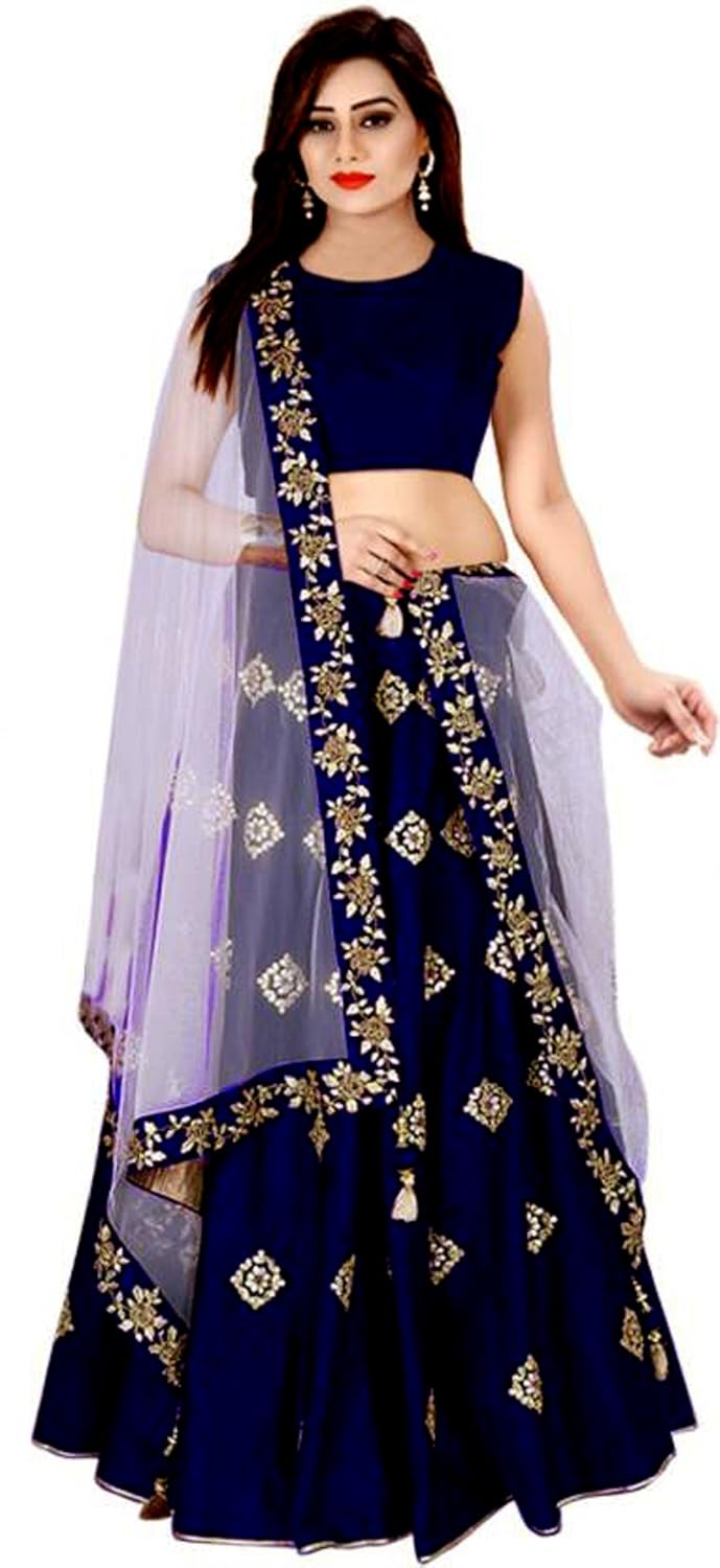 shree impex women's taffeta silk embroidered lehenga choli