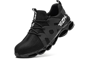 Kezhiho Steel Toe Shoes for Men Women Cushion Comfortable Work Shoes Lightweight Breathable Sneakers Slip Resistant Indestructible Construction Industrial Safety Shoes