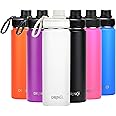 DRINCO Stainless Steel Water Bottle Spout Lid Vacuum Insulated Double Wall Water Bottle Wide Mouth (40oz 32oz 22oz 18oz 14oz) Leak Proof Keeps Cold or Hot (22 oz, 22oz Artic White)