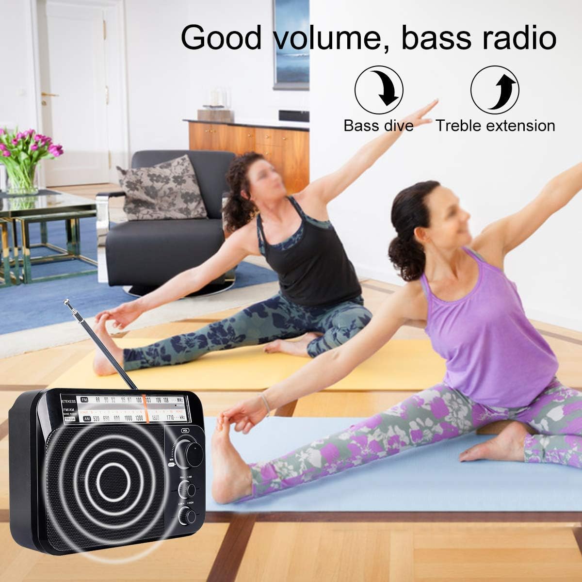 Retekess TR604 AM FM Radio Portable Transistor Analog Radio with 3.5mm Earphone Jack Battery Operated by 3 D Cell Batteries or AC Power(Black): Home Audio & Theater