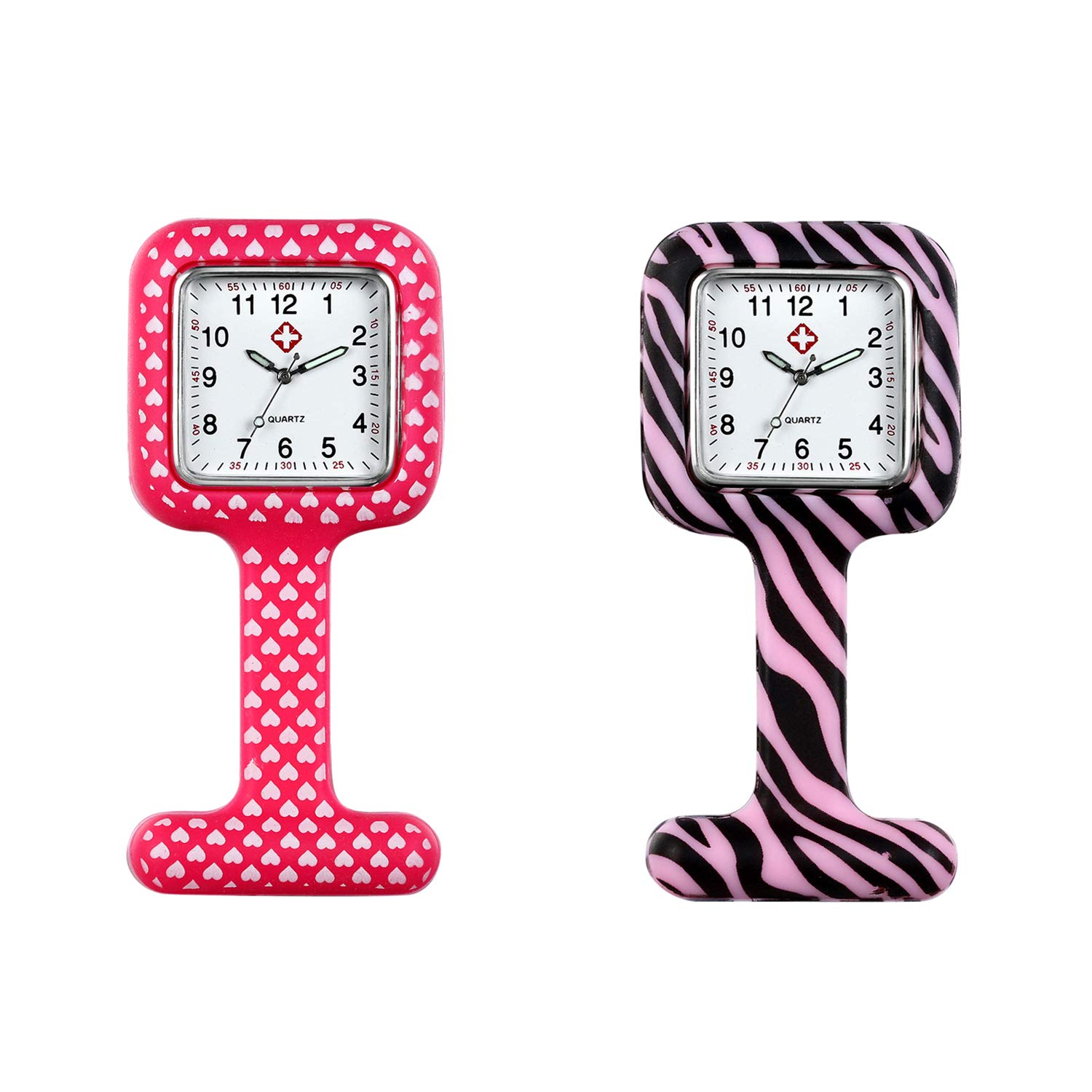 Avaner Vintage Floral Square Lapel Watch, Pin-on Brooch Fob Watch, Analog Quartz Hanging Pocket Watch for Nurses, Doctors, Men, Women