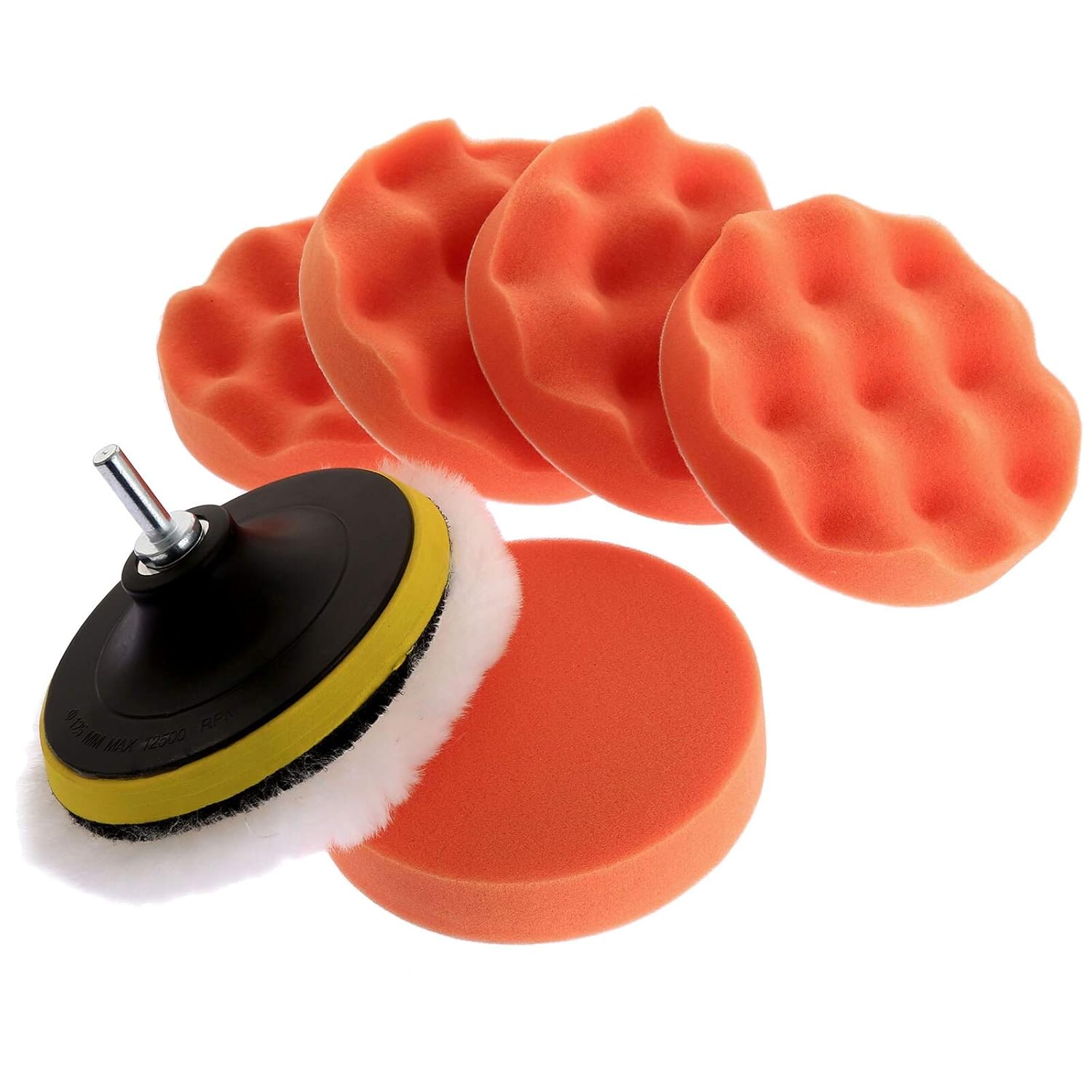 8Pcs 5" M10 Drill Waxing Buffing Pad Kit with Backing Pad For Car