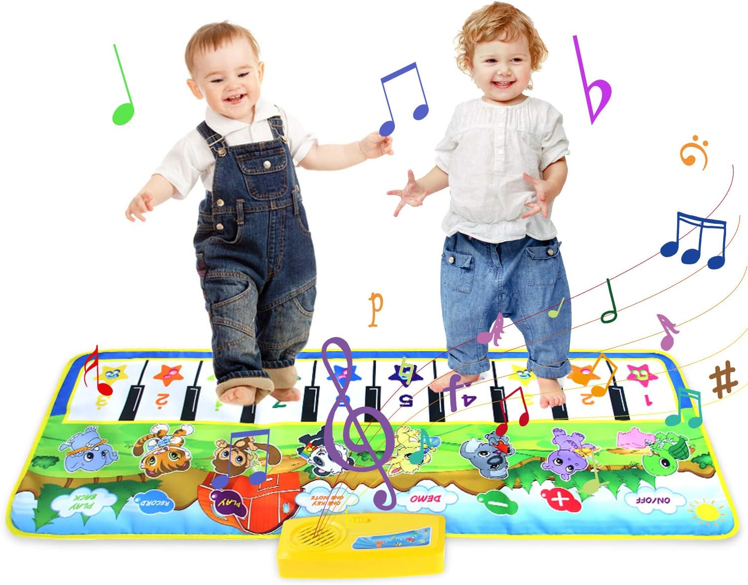 Jenilily Musical Mat for Toddler, 39" X 14" Piano Keyboard Dance Mat Electronic Animal Touch Play Mat Musical Instruments Toys for 3 Year Old Girls Boys Birthday Gifts