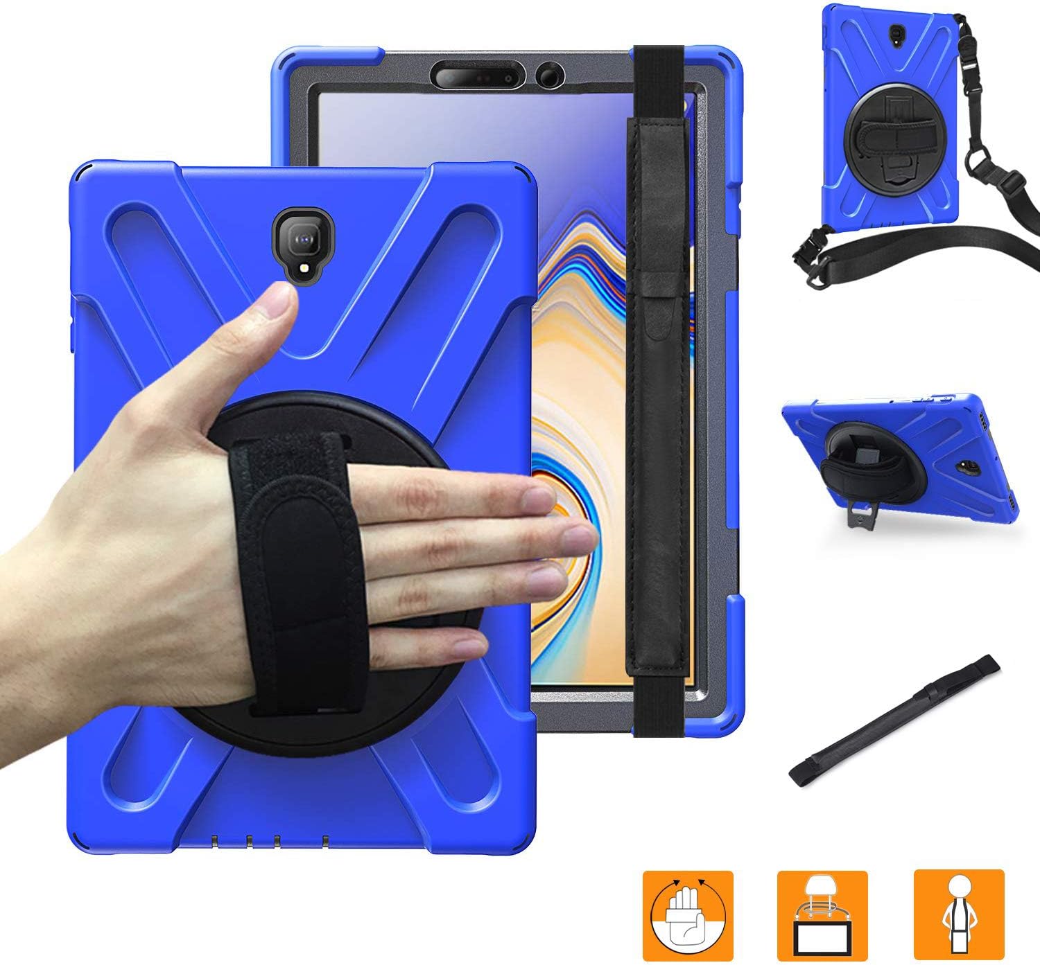 Samsung S8/S7 11 Inch Case SM-X700/X706/SM-T870/T875/T878 | Herize Galaxy Tab S7 Case with Screen Protector Pen Holder | Rugged Heavy Duty Shockproof Cover W/Kickstand Hand Strap Shoulder Strap