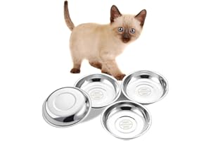 VENTION Small Shallow Cat Food Bowls, Outer Dia. 4.9 in Whisker Fatigue Cat Bowl, Stainless Steel Cat Food Dish for Indoor Cats, Set of 4 Replacement Cat Bowls for Raised Station(7.4 Fl.oz)