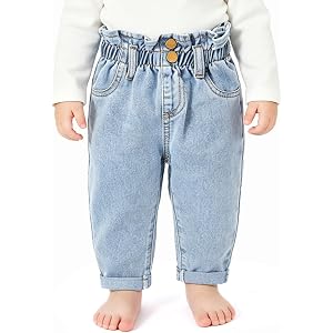 ZGKB Baby Girl Jeans Little Kid Elastic Waist Denim Pants Size 6-24 Months | Elastic Waistband Jeans, Relaxed-Fit Soft Denim