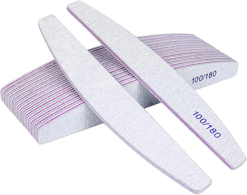 URAQT 16PCS Professional Nail Files 100/180 Grit Double Sided Emery Board