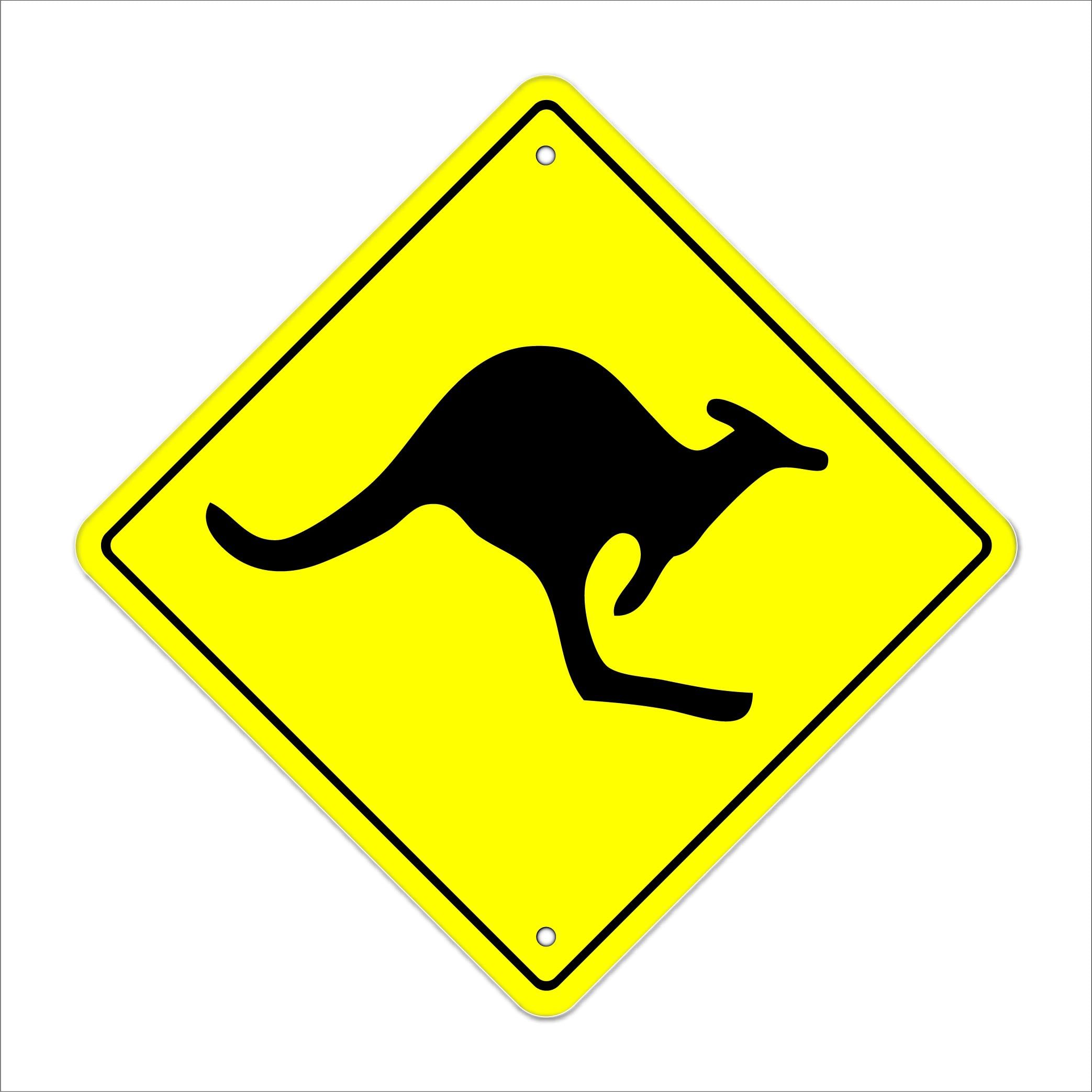Kangaroo Crossing Crossing Sign Zone Xing | Indoor/Outdoor | 12" Tall Plastic Sign kid Australia animal lover gag funny