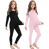 Silkfly 2 Pack Girls Thermal Underwear Set Fleece Lined Thermals Top and Bottom Base Layer for Girls Winter