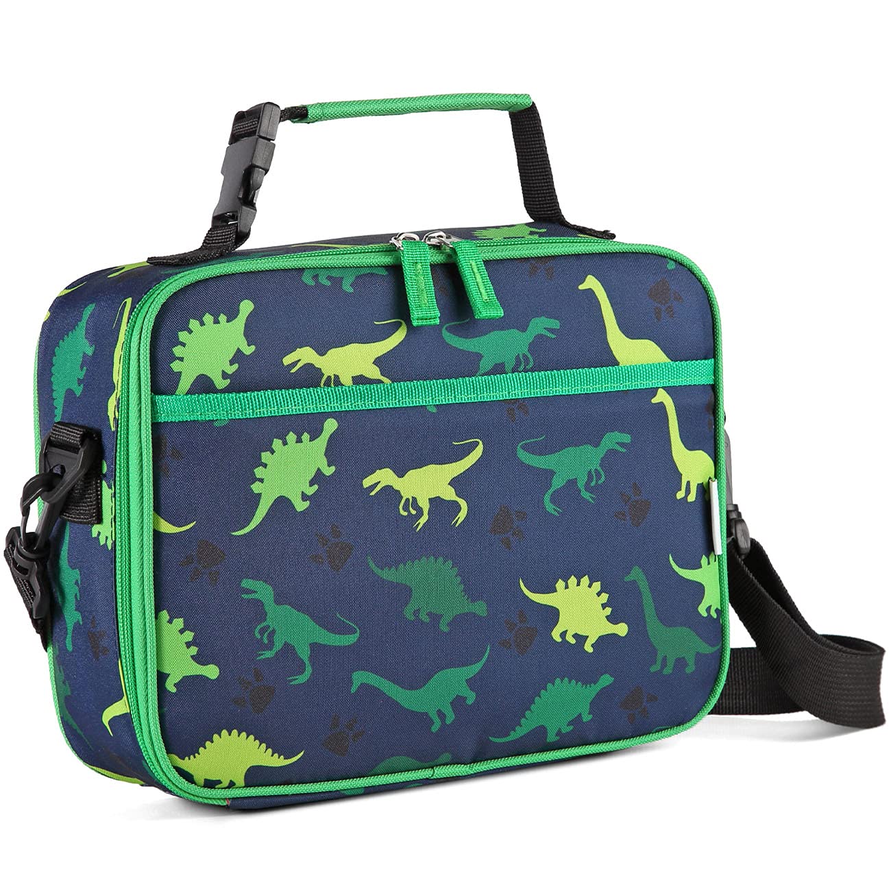 VASCHY Lunch Bag for Kids, Insulated Lightweight Lunch Box Bag for Boys and Girls to School Daycare Kindergarten with Detachable Shoulder Strap (Dinosaur)