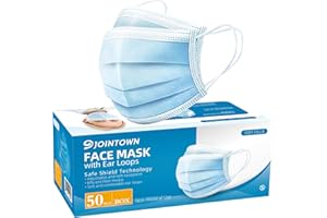 Jointown Disposable Face Mask - 3 Ply Filter Protection Face Masks, 50 Pack Blue