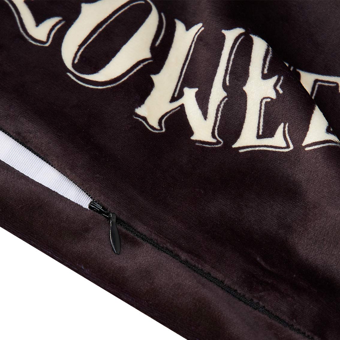 TUONROAD Trick or Treat Novelty Breathable Throw Pillow Happy Halloween Skull Be Scary Spider Printed Pillowcase Insert Original Black Soft Velvet Zipper Hidden Fluffy Cushion for Theme Party Decor