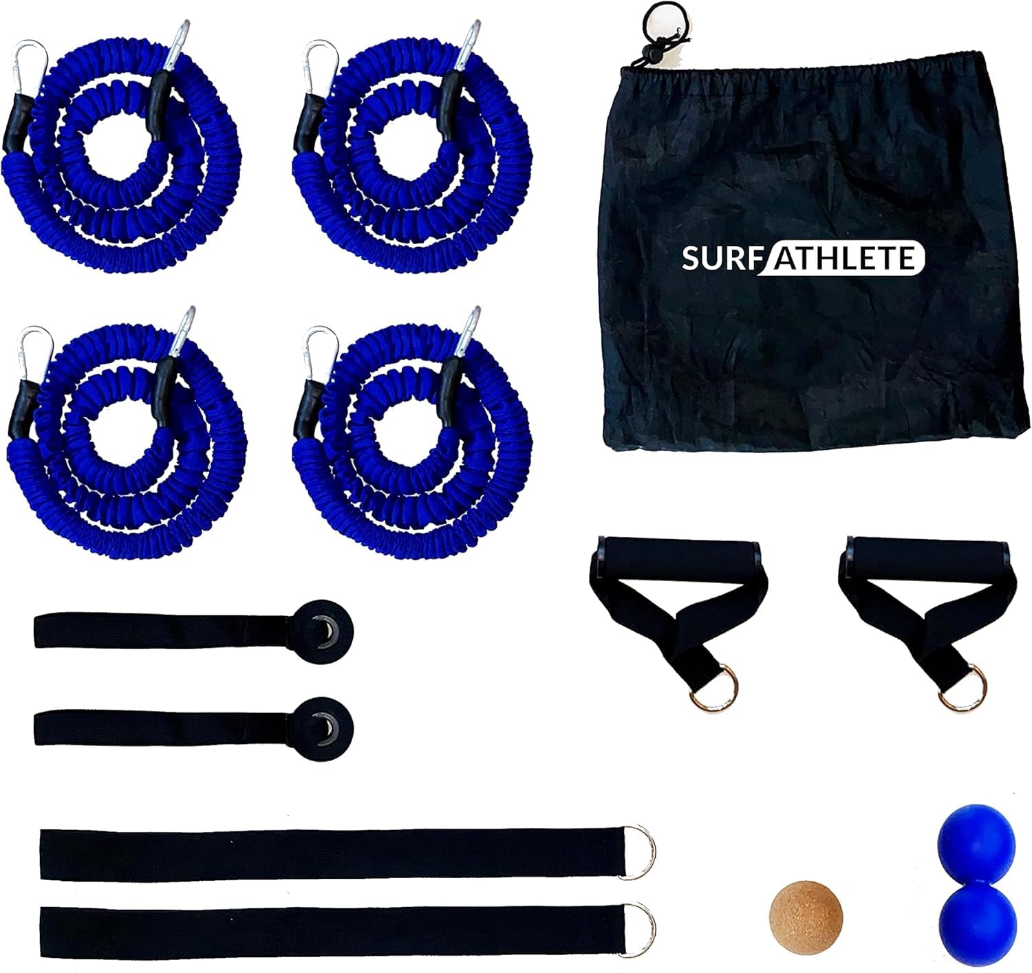 SURF ATHLETE Ultimate Paddling Endurance Training Kit: 9 Pieces Set, 15lbs to 25lbs with Durable Nylon Sleeve Bands Protection Navy Blue/Black