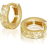 D-POW Gold Hoop Earrings for Women 925 Sterling Silver 18K Gold Plated Huggie Earrings Lightweight Hypoallergenic 18mm Chunky Hoops Women Jewelry