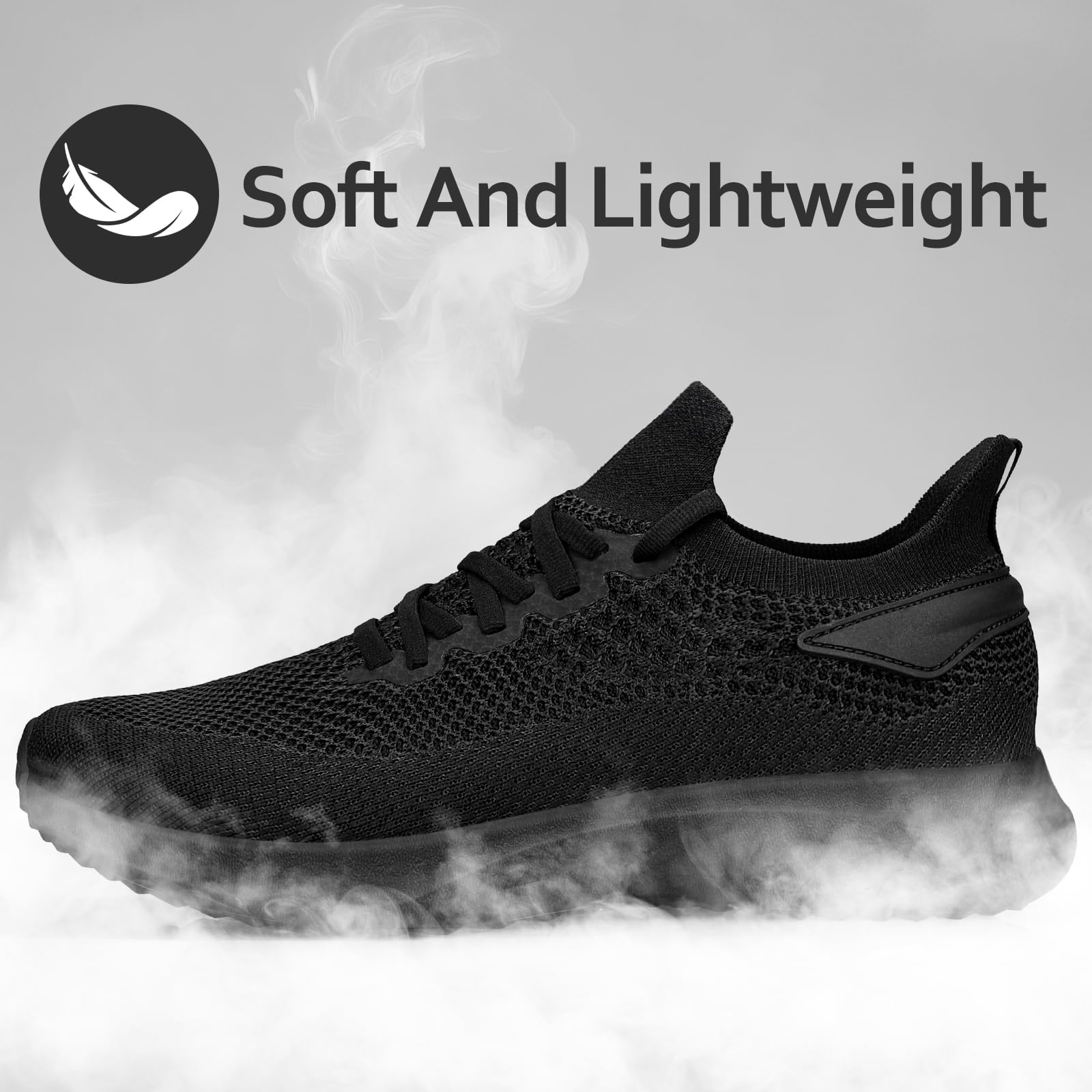 Giniros Sportschuhe Herren Turnschuhe Laufschuhe Sneaker Leichtgewich Atmungsaktiv Schlüpfen Walkingschuhe Casual Schuhe Tennis Fitness Jogging Schwarz 43EU 6
