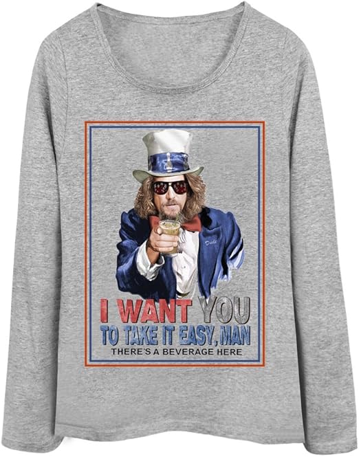Amazon ノーブランド品 全9カラー レディース 長袖tシャツ イラスト 男性 I Want You 杢グレーmサイズ オリジナルプリント 通販