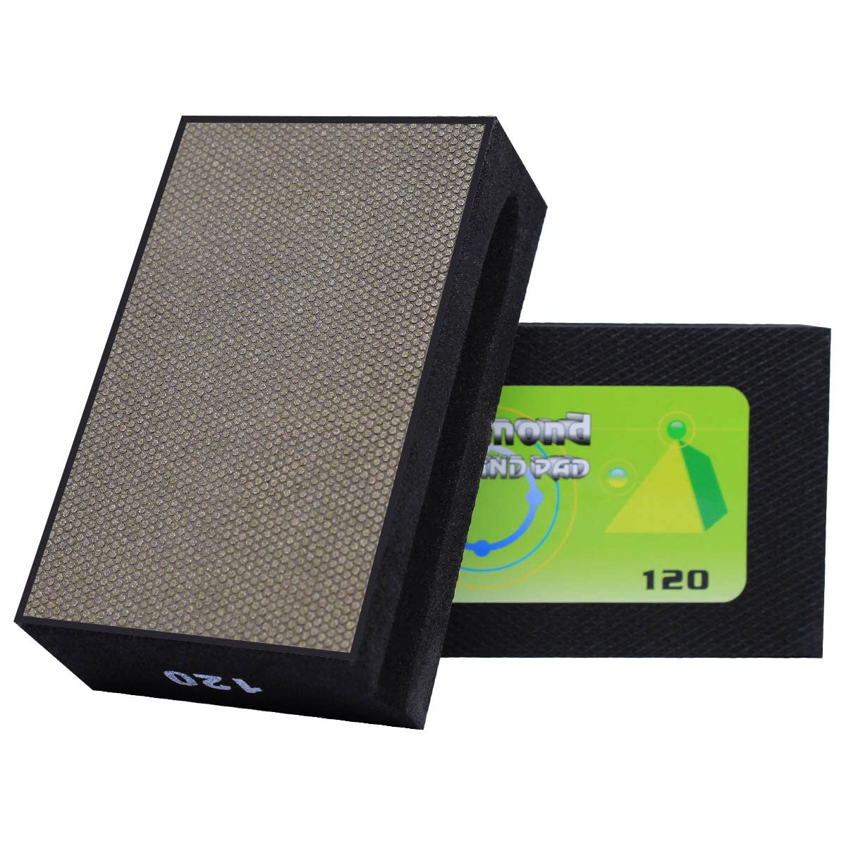 Diamond Hand Polishing Pads 120 Grit Sanding Blocks Foam Backing for Tile Stone Marble Concrete Ceramics Granite Glass Wet Dry 1PCS(Grit-120)